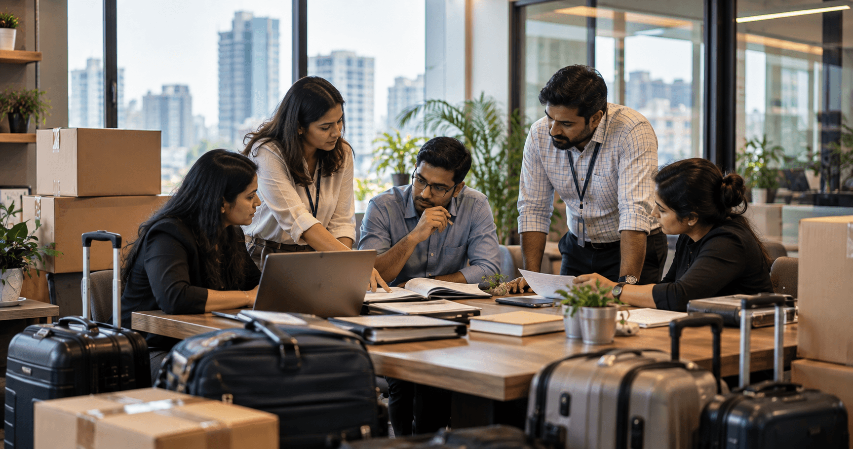 Corporate group relocation managed through coordinated mobility services